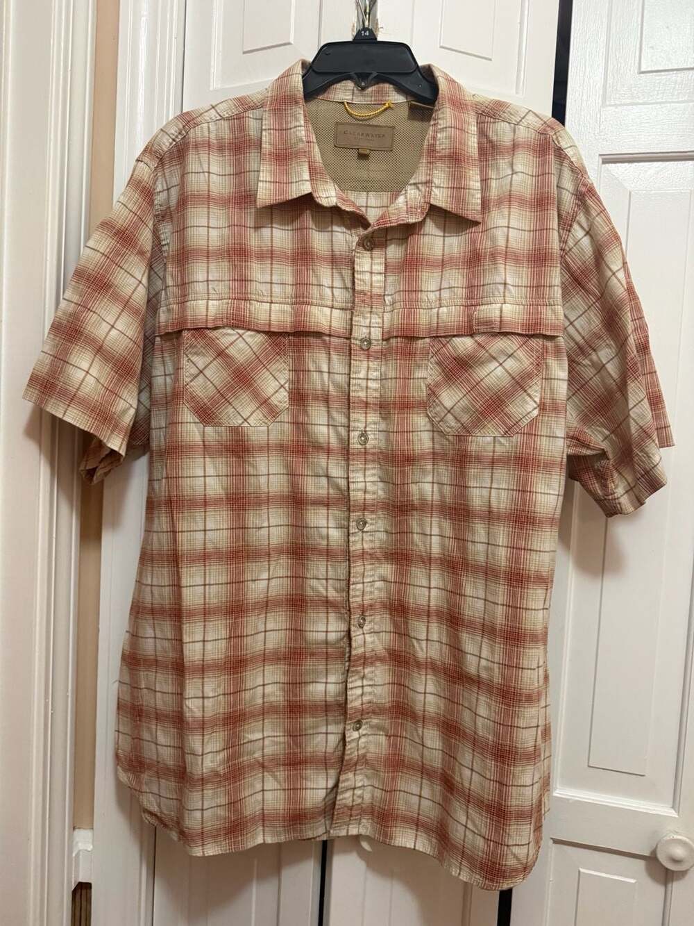 Clearwater Outfitters Men's Plaid Short Sleeve  Fishing Shirt size xxl